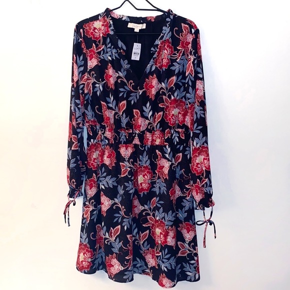 LOFT Dresses & Skirts - Loft Paisley Smocked Flare Dress, Black, SZ 12